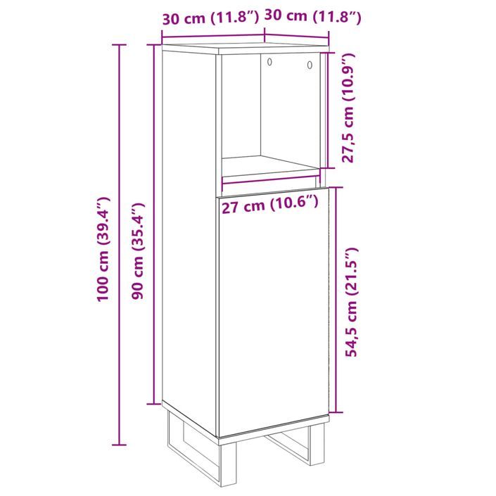 Armoire salle de bain chêne sonoma 30x30x100 cm - Photo n°10