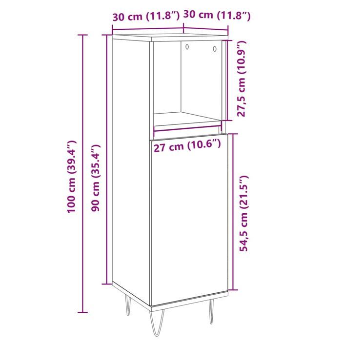 Armoire salle de bain chêne sonoma 30x30x100 cm - Photo n°10