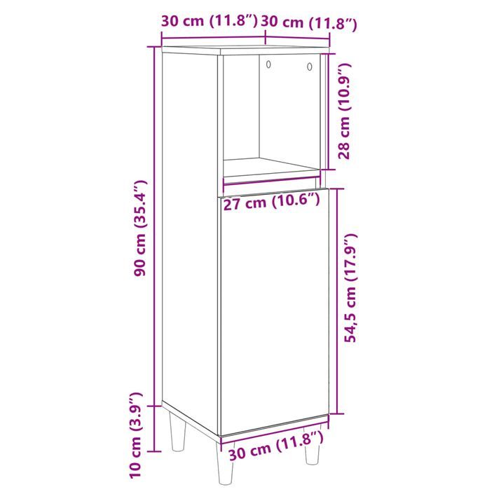 Armoire salle de bain chêne sonoma 30x30x100 cm - Photo n°10