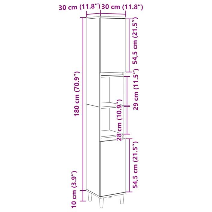 Armoire salle de bain chêne sonoma 30x30x190 cm - Photo n°10