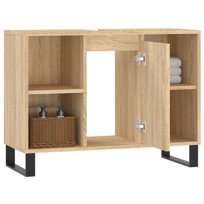 Armoire salle de bain chêne sonoma 80x33x60cm bois d'ingénierie - Photo n°4