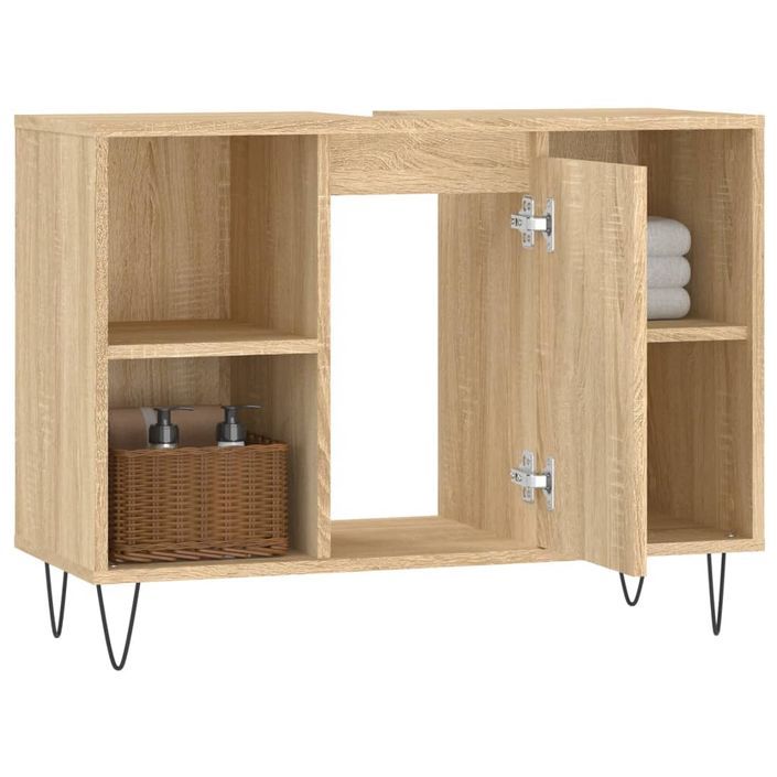 Armoire salle de bain chêne sonoma 80x33x60cm bois d'ingénierie - Photo n°4