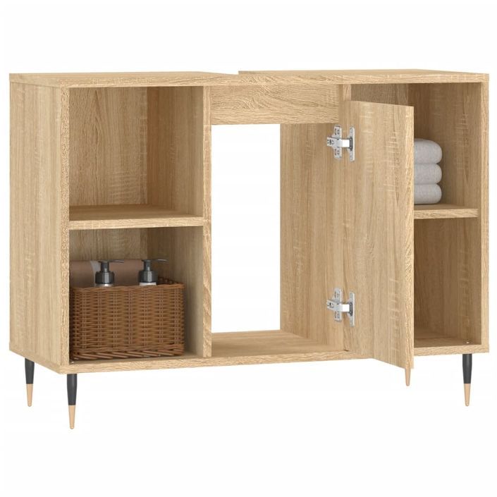 Armoire salle de bain chêne sonoma 80x33x60cm bois d'ingénierie - Photo n°4