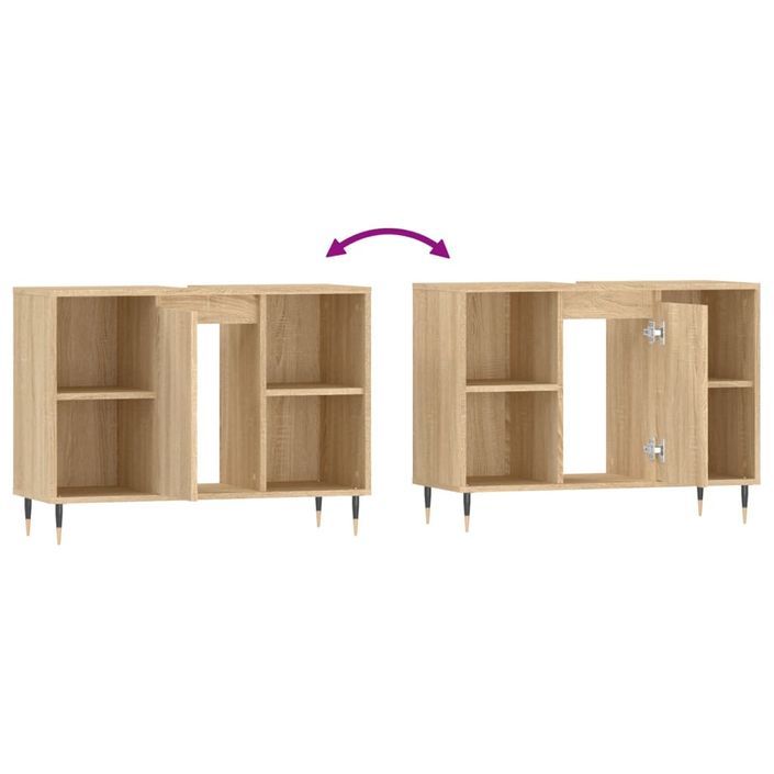 Armoire salle de bain chêne sonoma 80x33x60cm bois d'ingénierie - Photo n°9