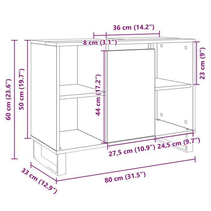 Armoire salle de bain chêne sonoma 80x33x60cm bois d'ingénierie - Photo n°10