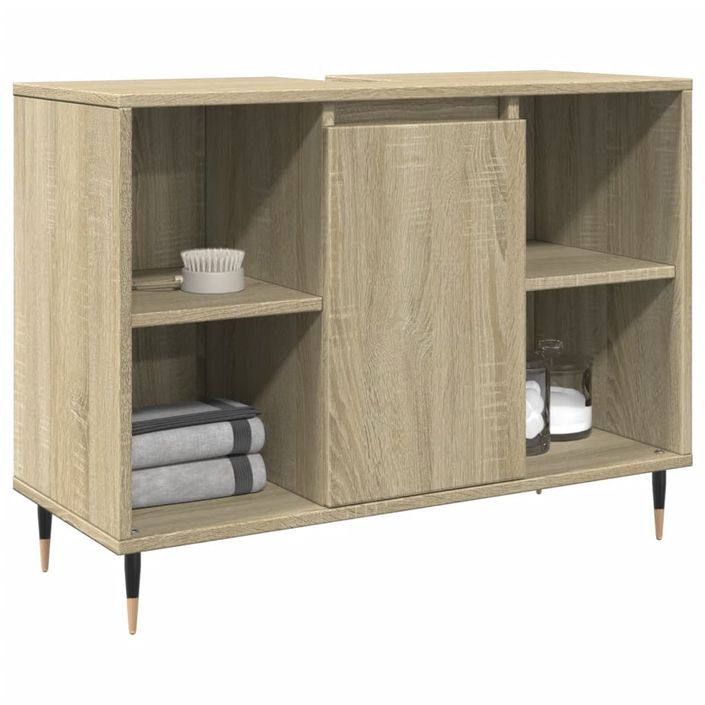 Armoire salle de bain chêne sonoma 80x33x60cm bois d'ingénierie - Photo n°1