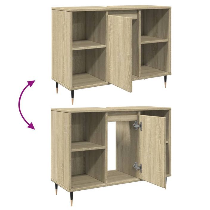 Armoire salle de bain chêne sonoma 80x33x60cm bois d'ingénierie - Photo n°7