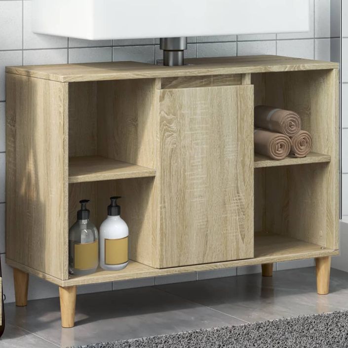 Armoire salle de bain chêne sonoma 80x33x60cm bois d'ingénierie - Photo n°1