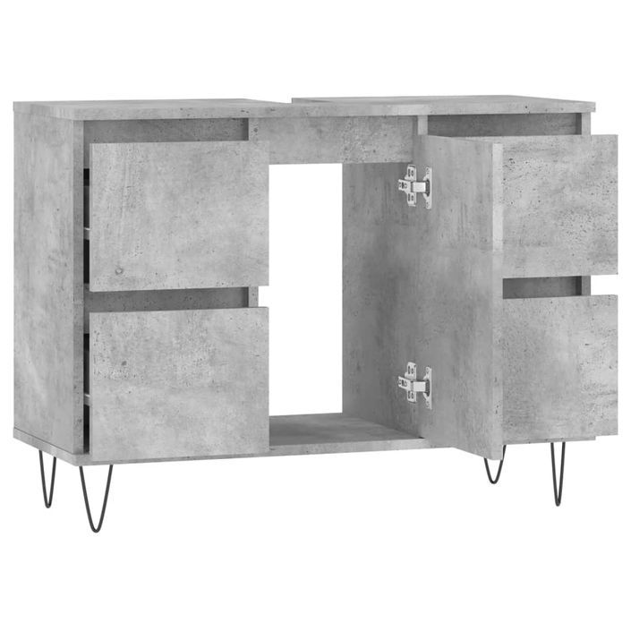 Armoire salle de bain gris béton 80x33x60cm bois d'ingénierie - Photo n°5