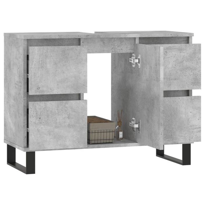 Armoire salle de bain gris béton 80x33x60cm bois d'ingénierie - Photo n°3