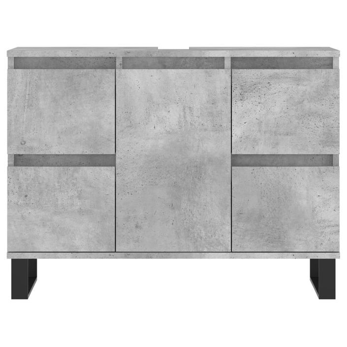 Armoire salle de bain gris béton 80x33x60cm bois d'ingénierie - Photo n°5