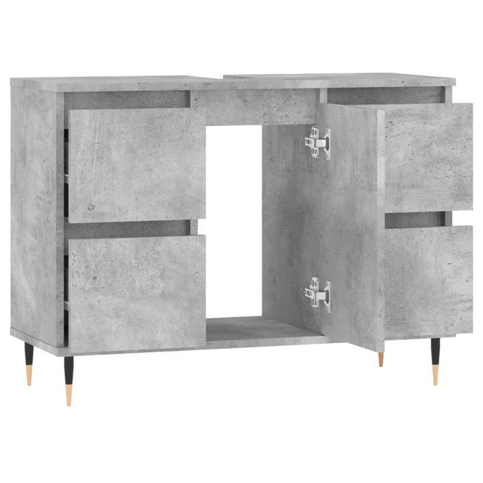 Armoire salle de bain gris béton 80x33x60cm bois d'ingénierie - Photo n°4