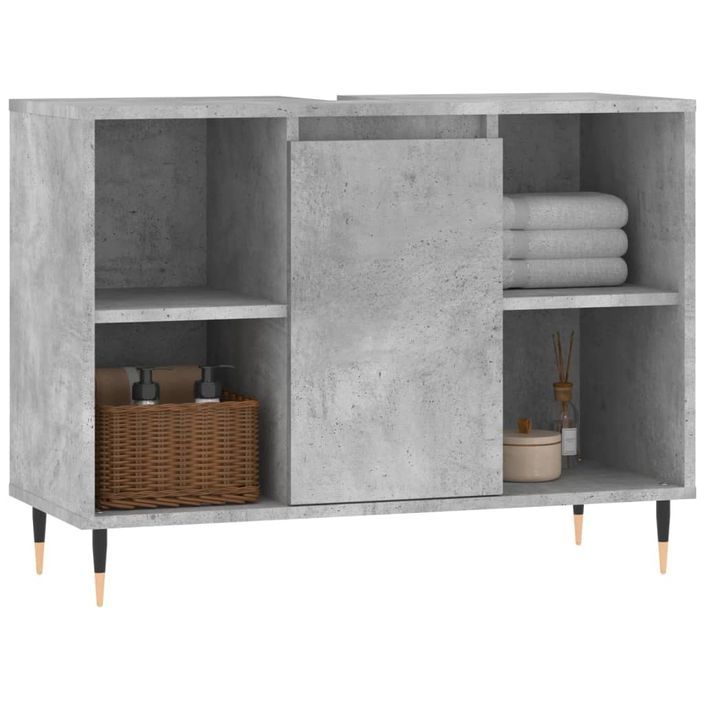 Armoire salle de bain gris béton 80x33x60cm bois d'ingénierie - Photo n°3