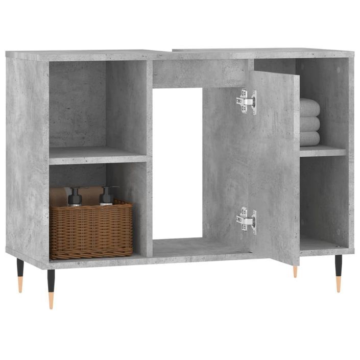 Armoire salle de bain gris béton 80x33x60cm bois d'ingénierie - Photo n°4