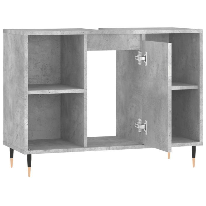 Armoire salle de bain gris béton 80x33x60cm bois d'ingénierie - Photo n°5