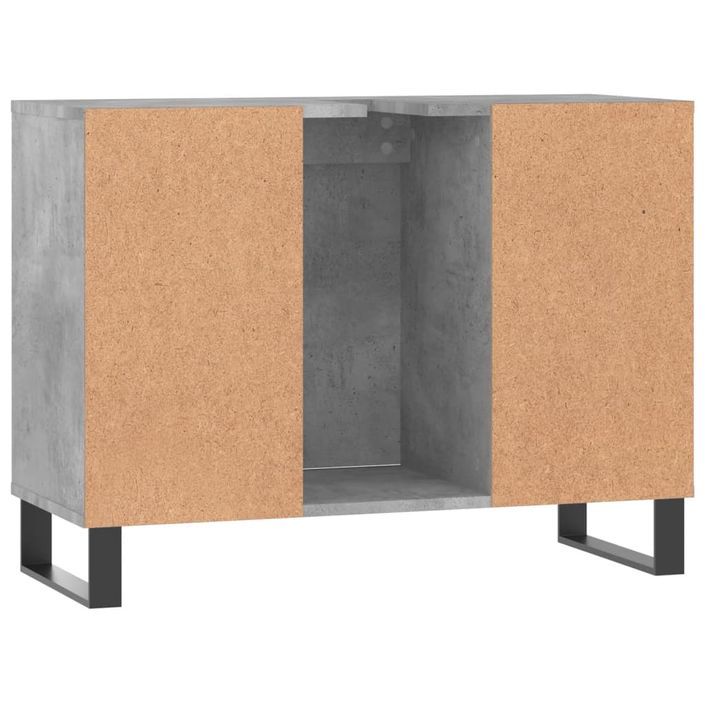 Armoire salle de bain gris béton 80x33x60cm bois d'ingénierie - Photo n°8