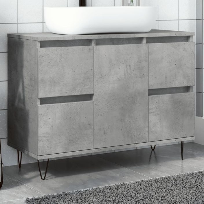 Armoire salle de bain gris béton 80x33x60cm bois d'ingénierie - Photo n°1