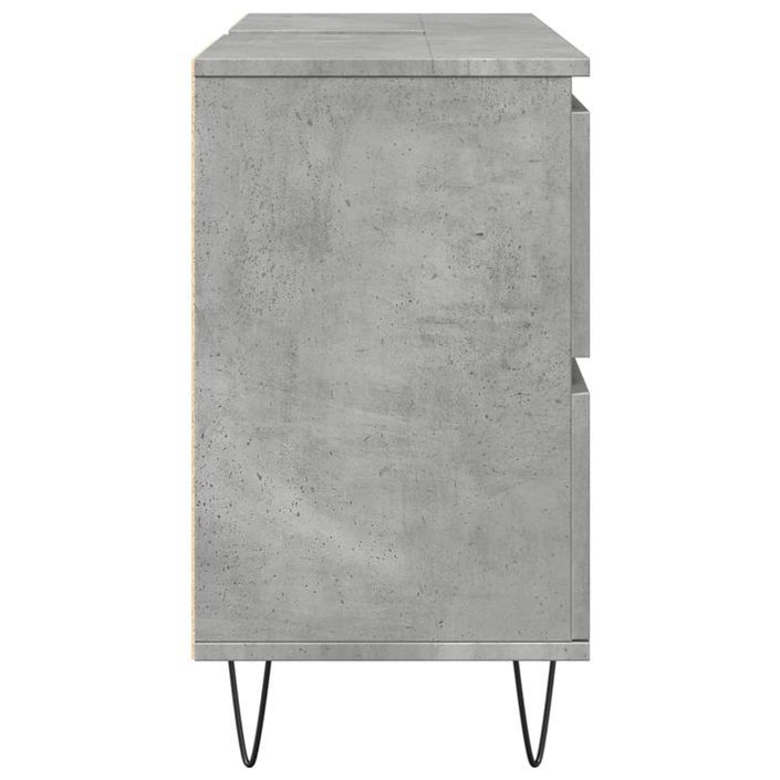 Armoire salle de bain gris béton 80x33x60cm bois d'ingénierie - Photo n°5