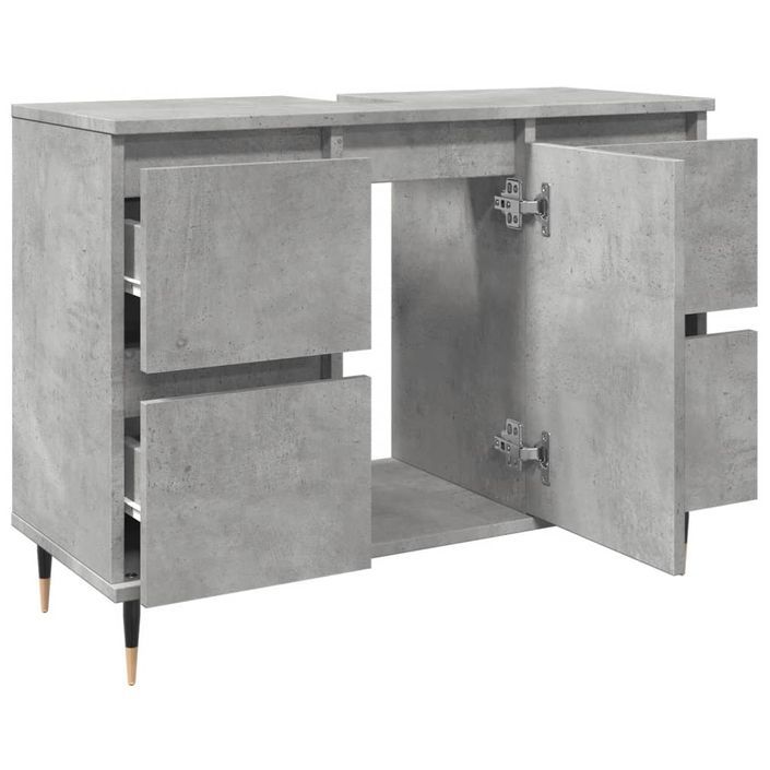 Armoire salle de bain gris béton 80x33x60cm bois d'ingénierie - Photo n°7