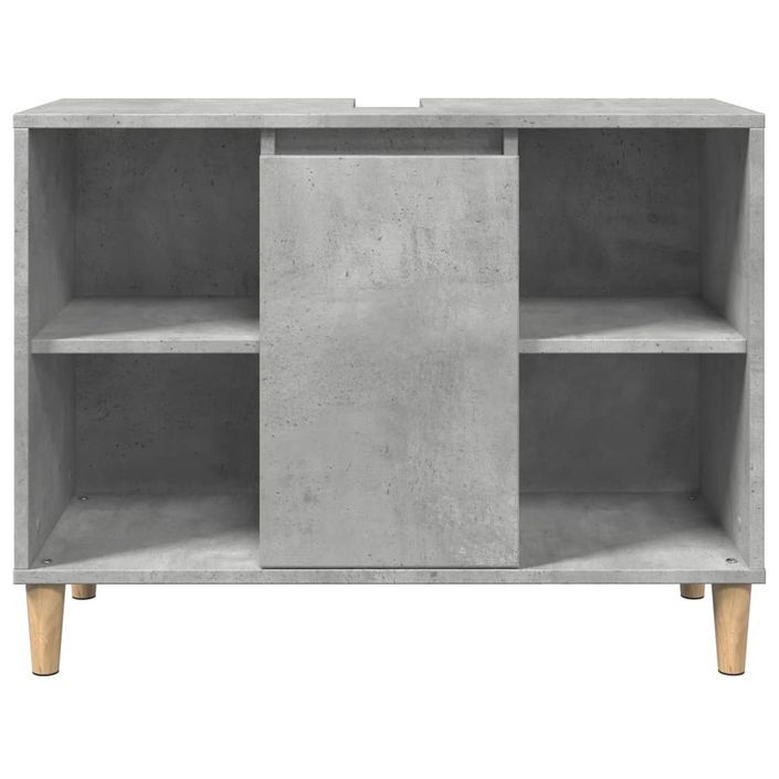 Armoire salle de bain gris béton 80x33x60cm bois d'ingénierie - Photo n°5