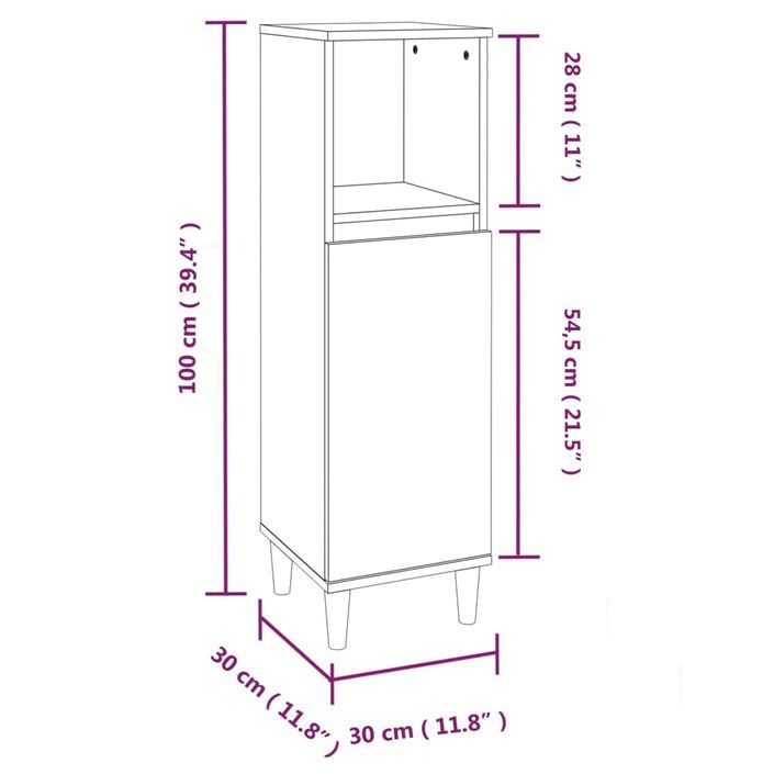 Armoire salle de bain sonoma gris 30x30x100 cm - Photo n°11