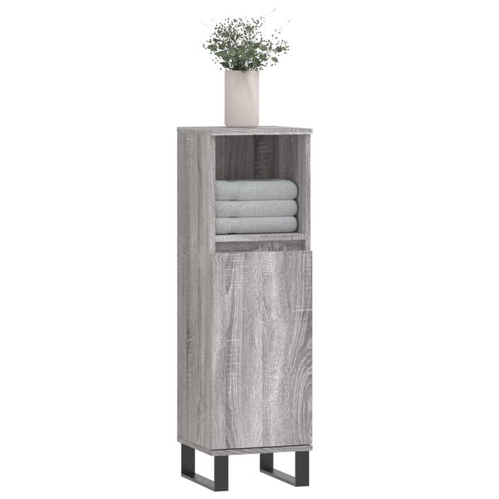 Armoire salle de bain sonoma gris 30x30x100 cm - Photo n°3