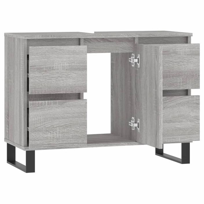 Armoire salle de bain sonoma gris 80x33x60 cm bois d'ingénierie - Photo n°4