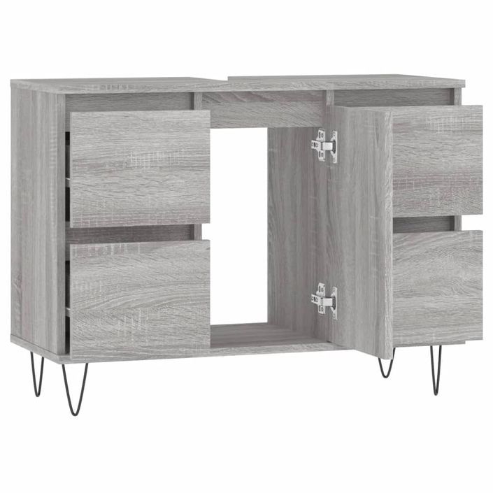 Armoire salle de bain sonoma gris 80x33x60 cm bois d'ingénierie - Photo n°5