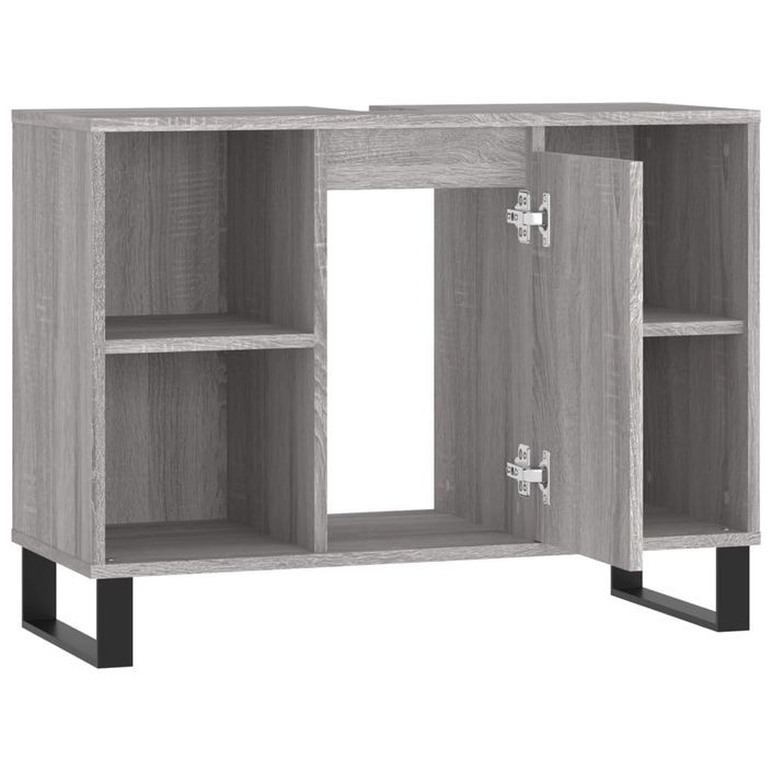 Armoire salle de bain sonoma gris 80x33x60 cm bois d'ingénierie - Photo n°5