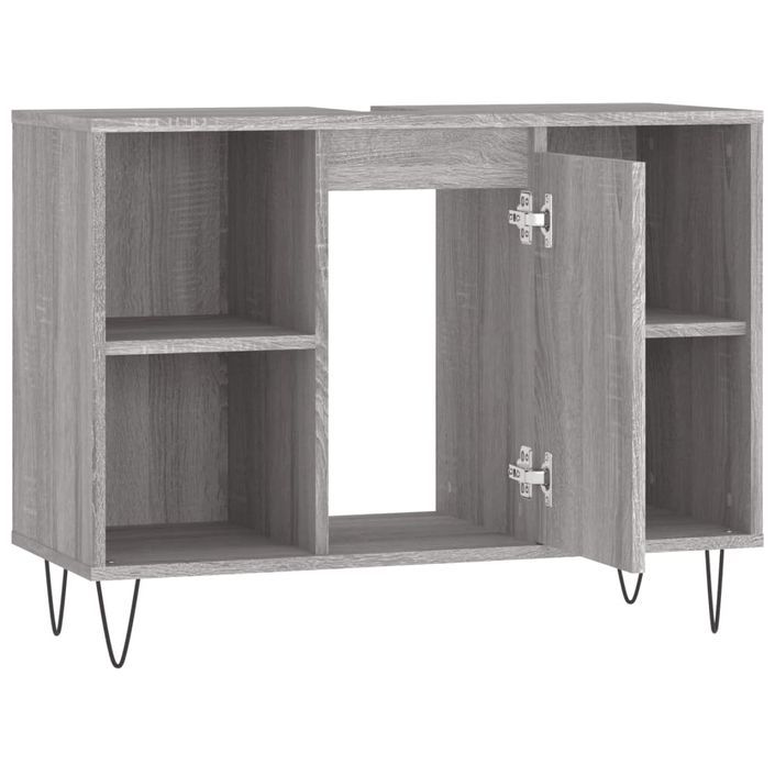 Armoire salle de bain sonoma gris 80x33x60 cm bois d'ingénierie - Photo n°6