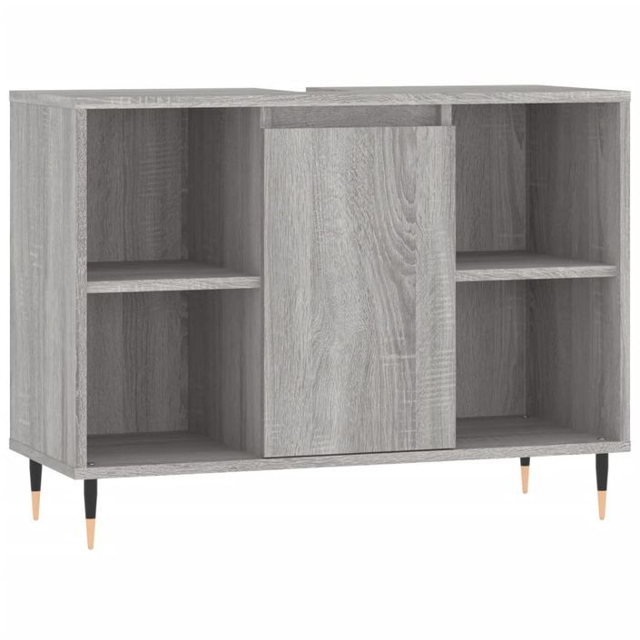 Armoire salle de bain sonoma gris 80x33x60 cm bois d'ingénierie - Photo n°1