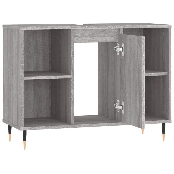 Armoire salle de bain sonoma gris 80x33x60 cm bois d'ingénierie - Photo n°5