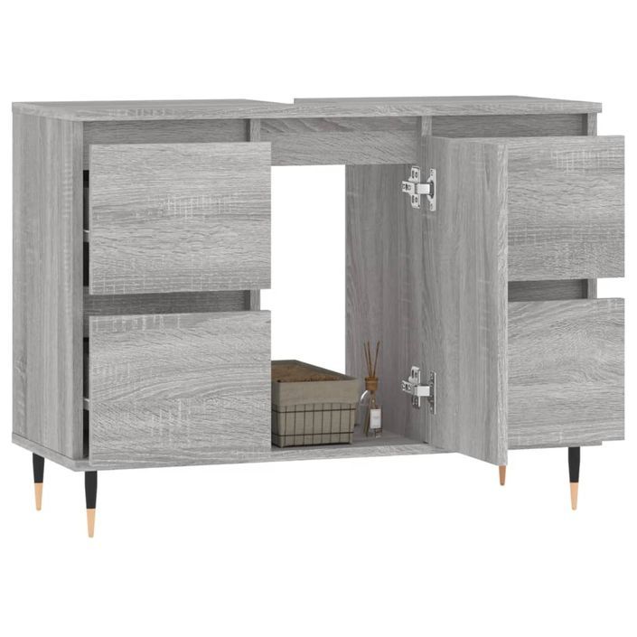 Armoire salle de bain sonoma gris 80x33x60 cm bois d'ingénierie - Photo n°3