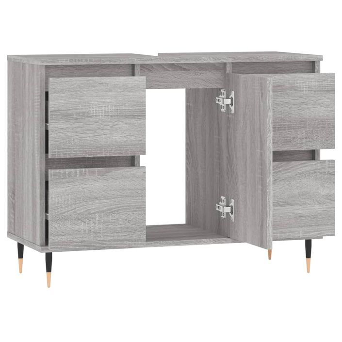 Armoire salle de bain sonoma gris 80x33x60 cm bois d'ingénierie - Photo n°4