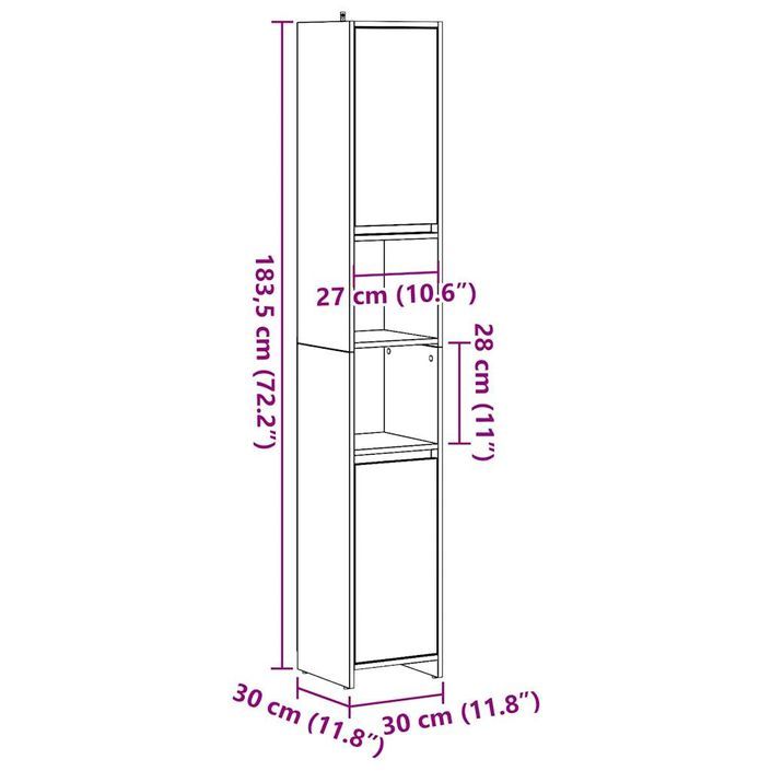 Armoire salle de bain vieux bois 30x30x183,5 cm bois ingénierie - Photo n°11