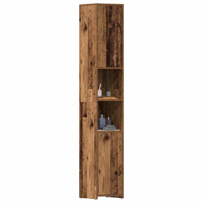 Armoire salle de bain vieux bois 30x30x183,5 cm bois ingénierie - Photo n°1