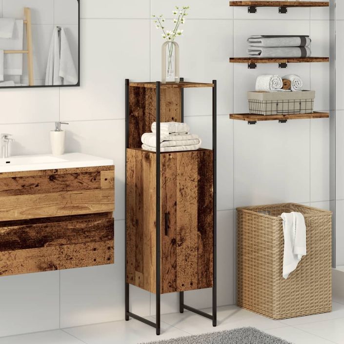 Armoire salle de bain vieux bois 33x33x120,5 cm bois ingénierie - Photo n°1