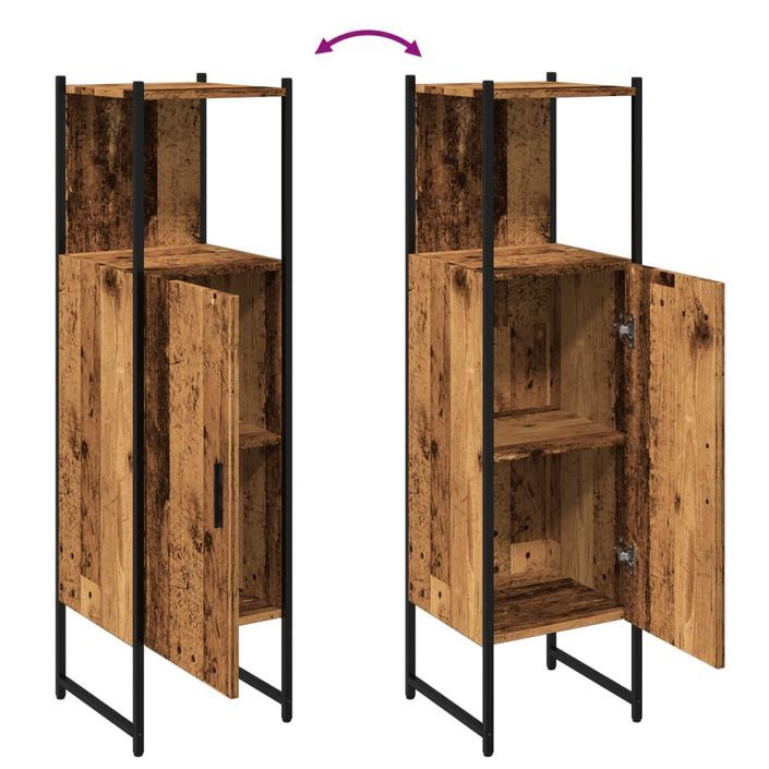 Armoire salle de bain vieux bois 33x33x120,5 cm bois ingénierie - Photo n°8