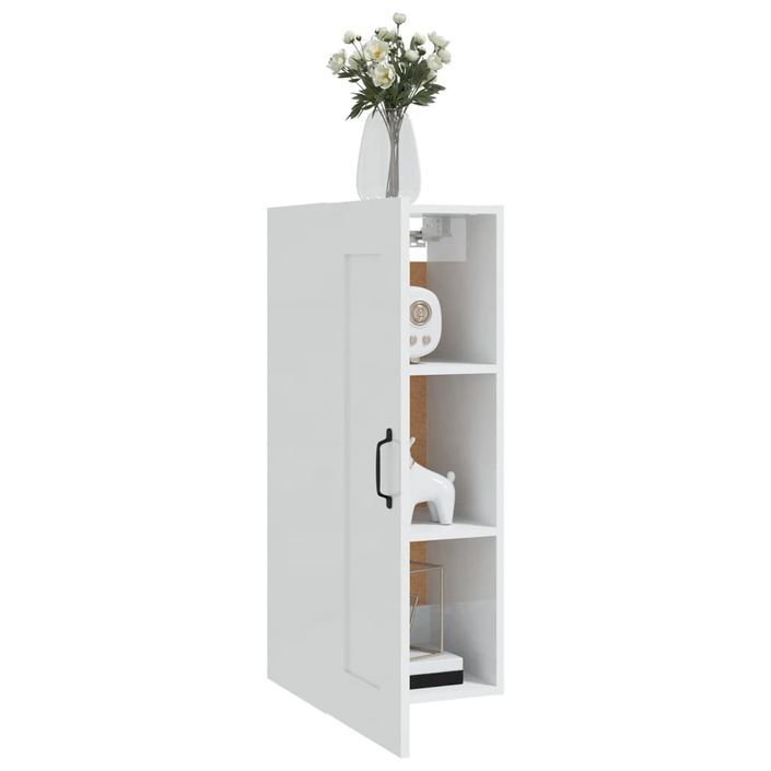 Armoire suspendue Blanc brillant 35x34x90 cm Bois d'ingénierie - Photo n°4