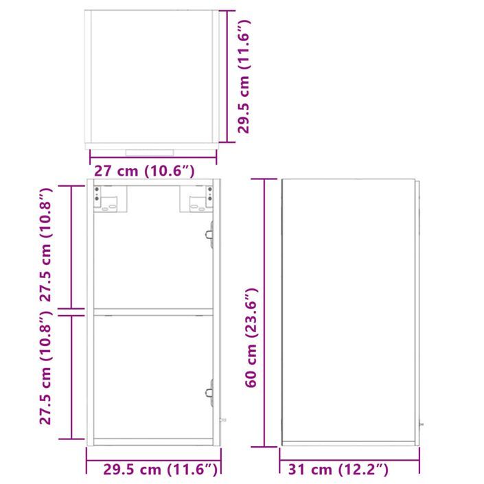 Armoire suspendue Chêne sonoma 29,5x31x60 cm Bois d'ingénierie - Photo n°11