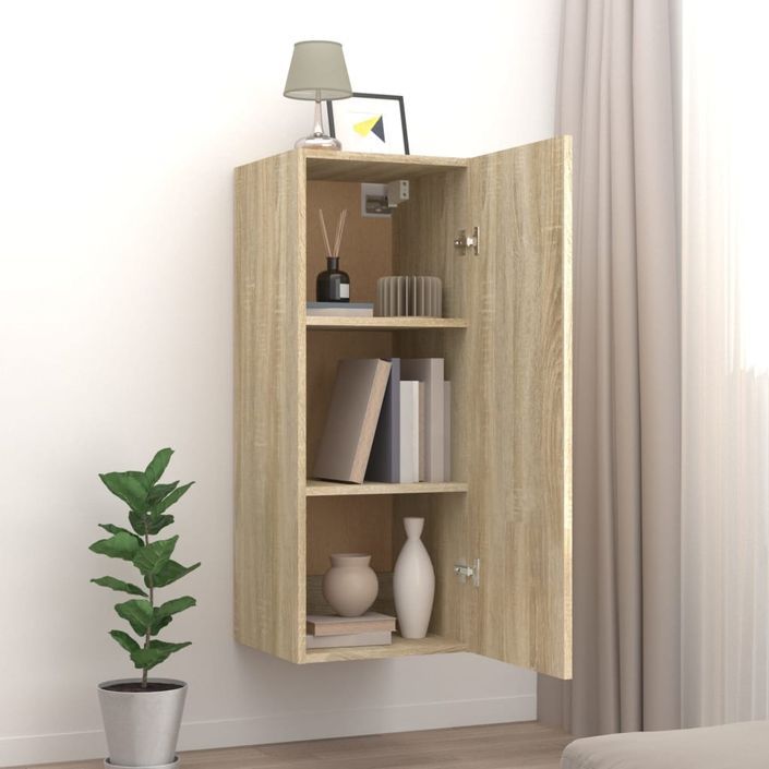 Armoire suspendue Chêne Sonoma 34,5x34x90 cm Bois d'ingénierie - Photo n°3