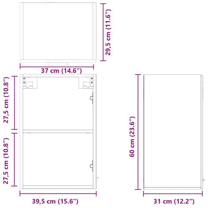 Armoire suspendue Chêne sonoma 39,5x31x60 cm Bois d'ingénierie - Photo n°10