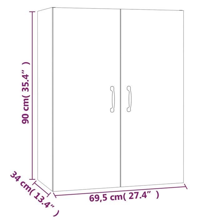 Armoire suspendue Gris béton 69,5x34x90 cm Bois d'ingénierie - Photo n°10