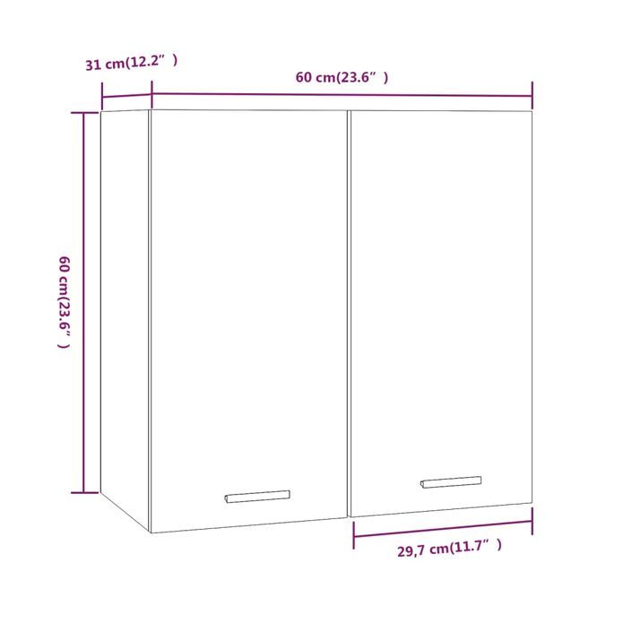 Armoire suspendue Sonoma gris 60x31x60 cm Bois d'ingénierie - Photo n°9