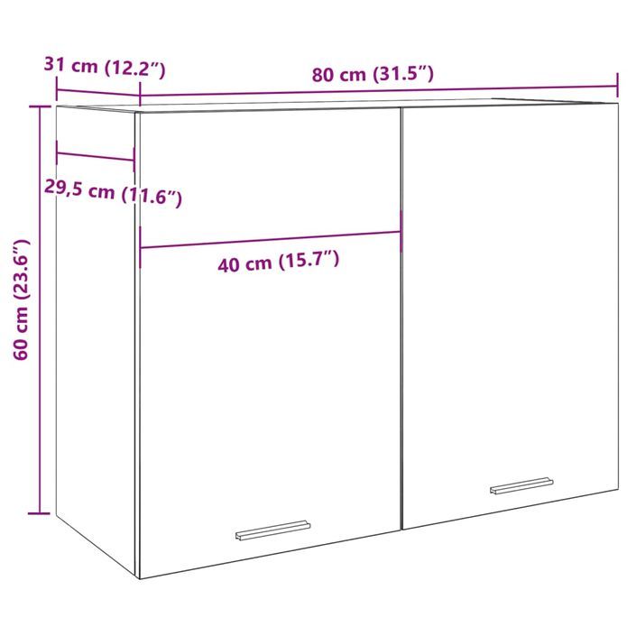 Armoire suspendue vieux bois 80x31x60 cm bois d'ingénierie - Photo n°10