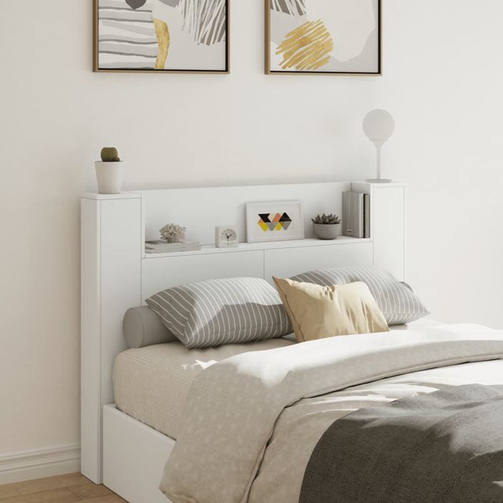Armoire tête de lit avec LED blanc 140x16,5x103,5 cm - Photo n°1