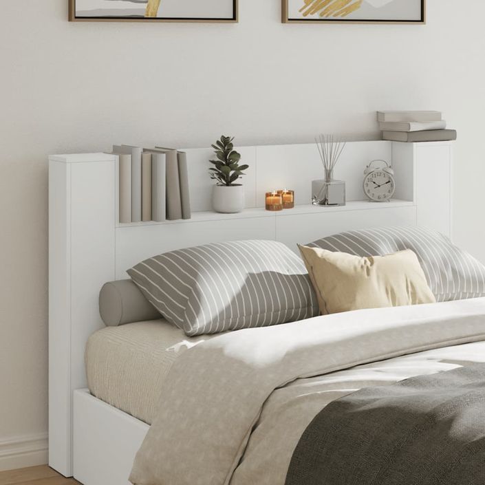 Armoire tête de lit avec LED blanc 160x16,5x103,5 cm - Photo n°1