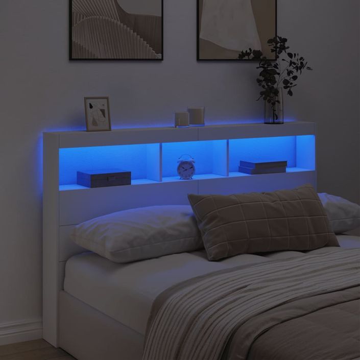 Armoire tête de lit avec LED blanc 160x17x102 cm - Photo n°4