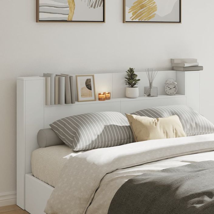 Armoire tête de lit avec LED blanc 180x16,5x103,5 cm - Photo n°1
