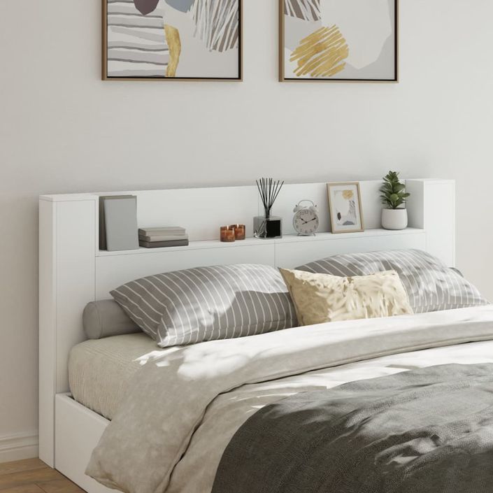 Armoire tête de lit avec LED blanc 200x16,5x103,5 cm - Photo n°1